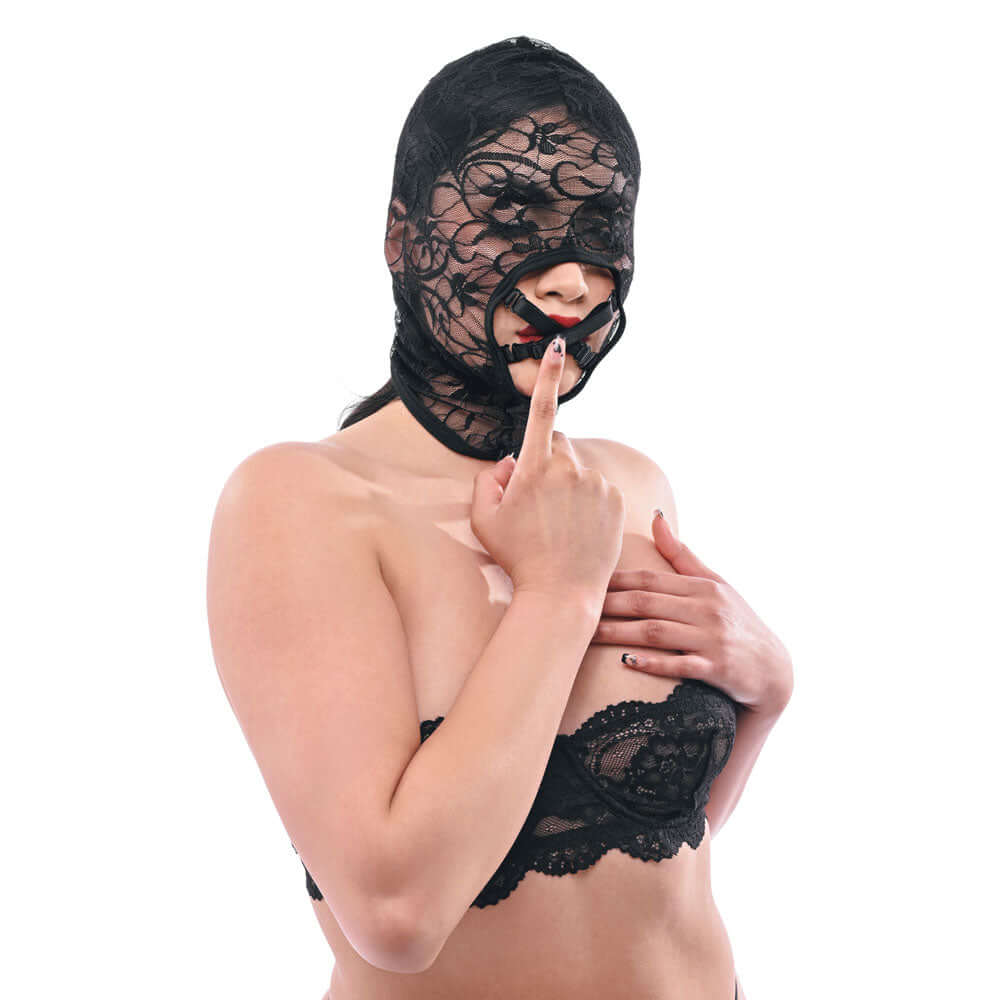 Sex & Mischief Lace Hush Hood - Black Hood